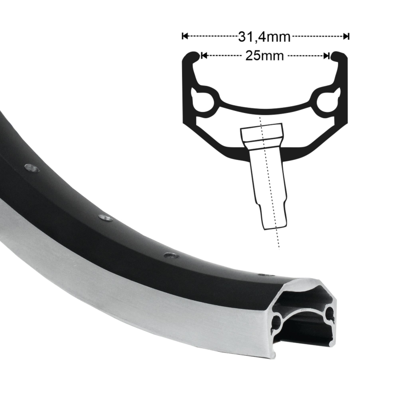 Artikelbild zu Felge 26'' 25-559 RYDE Andra40 schwarz 36 Loch o.Ösen geschliffen VL8,5 gepunzt