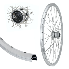 B�rwinkels 28 Zoll Vorderrad 19-622 DMC19 f�r Felgenbremse mit �sen Shimano Nabendynamo DH3N72 6V/3W Schnellspanner Speichen Silber