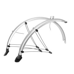 M-Wave 26 Zoll Schutzblech Set Kunststoff 60mm mit Kontaktstreifen silber