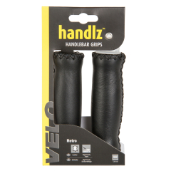 Velo Griffe Echt-Leder ergonomische Form 125 mm mit Lenkerstopfen
