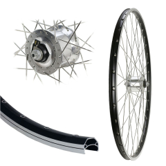 B�rwinkels 28 Zoll Vorderrad 19-622 CUT19 schwarz mit �sen 36L BDCP Nabendynamo 6V/3W Schnellspanner Speichen Nirosta 2mm Silber