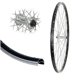 B�rwinkels 28 Zoll Vorderrad 19-622 CUT19 schwarz f�r Felgenbremse mit �sen 36L Shimano TX500 Schnellspanner Speichen Nirosta 2mm Silber