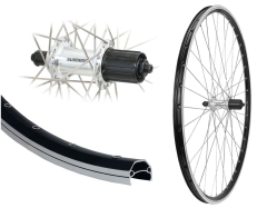 B�rwinkels 28 Zoll Hinterrad 19-622 CUT19 schwarz f�r Felgenbremse mit �sen Shimano TX500 Nabe 8-10f Schnellspanner Speichen Silber