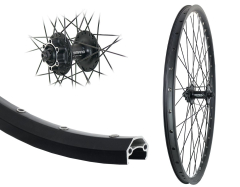 B�rwinkels 27,5 Zoll Vorderrad 19-584 DC19 Disk mit �sen Shimano M475 6-Loch Schnellspanner Speichen schwarz