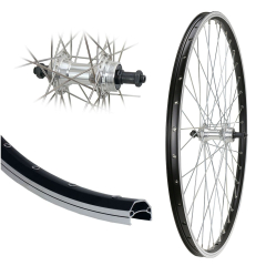 B�rwinkels 28 Zoll Hinterrad 19-622 CUT19 schwarz f�r Felgenbremse mit �sen ECO Alu Schraubzahnkranz 6-7 Fach Schnellspanner Speichen Silber