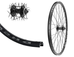 B�rwinkels 26 Zoll Vorderrad 21-559 DH21 schwarz Disk mit �sen 32L BDCP 6 Loch Disc Nabe Schnellspanner Speichen Nirosta 2mm schwarz