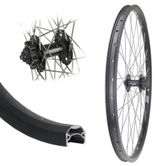 B�rwinkels 27,5 Zoll Vorderrad 25-584 Andra40 schwarz Disk mit �sen Shimano XT M756 6 Loch Disc Schnellspanner Speichen Nirosta 2mm Silber