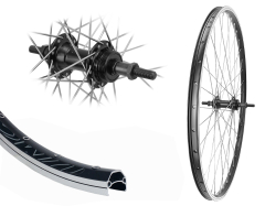 B�rwinkels 24 Zoll Hinterrad 19-507 DMS19 schwarz mit �sen 36L ECO Alu Schraubzahnkranz 6/7 Fach Mutter schwarz Speichen Nirosta 2mm Silber