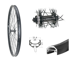 B�rwinkels 29 Zoll Vorderrad 25-622 Andra40 schwarz Disk 36 Shimano Deore M5100 schwarz Centerlock Disc Schnellspanner Speichen Nirosta 2mm schwarz