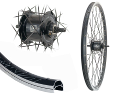 B�rwinkels 24 Zoll Vorderrad 19-507 DMS19 schwarz mit �sen 36L BDCP Nabendynamo schwarz Mutter Speichen Nirosta 2mm schwarz