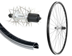 B�rwinkels 28 Zoll Hinterrad 19-622 DMC19 schwarz f�r Felgenbremse mit �sen Shimano TX500 8-11f Schnellspanner Speichen Silber