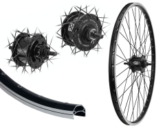 B�rwinkels 26 Zoll Vorderrad 19-559 CUT19 schwarz mit �sen 36L BDCP 3/1 Nabendynamo 6 Loch Disc Mutter 6V/3W schwarz Speichen Nirosta 2mm schwarz