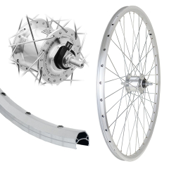 B�rwinkels 24 Zoll Vorderrad 19-507 DMS19 silber mit �sen 36L BDCP Nabendynamo Mutter silber Speichen Nirosta 2mm Silber