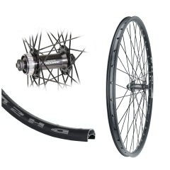 B�rwinkels 27,5 Zoll Vorderrad 21-584 DH21 schwarz Disk mit �sen 36L Shimano Deore M5100 schwarz Centerlock Disc Schnellspanner Speichen Nirosta 2mm schwarz