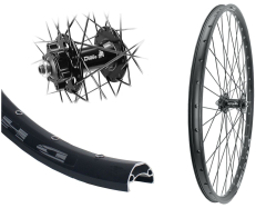 B�rwinkels 27,5 Zoll Vorderrad 25-584 DH25 schwarz Disk mit �sen 36L BDCP Nabe MT601 6 Loch Disc Schnellspanner Speichen Nirosta 2mm schwarz