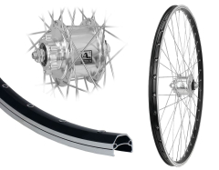 B�rwinkels 26 Zoll Vorderrad 19-559 CUT19 schwarz mit �sen 36L BDCP 3/1 Nabendynamo 6 Loch Disc Schnellspanner 6V/3W Silber Speichen Nirosta 2mm Silber