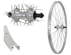 Aggro-X 26 Zoll H-Rad Ba19 silber 36L Alu Schnellspanner Schraubzahnkranz 6-7f Silber Speichen Silber