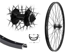 B�rwinkels 27,5 Zoll Vorderrad 25-584 BE25 schwarz Disk mit �sen 36L BDCP Disk 6 Loch Disc Schnellspanner schwarz Speichen Nirosta 2mm schwarz