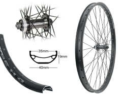 B�rwinkels 27,5 Zoll Vorderrad 35-584 DH35 schwarz Disk mit �sen 36L Shimano Deore M5100 schwarz Centerlock Disc Schnellspanner Speichen Nirosta 2mm schwarz