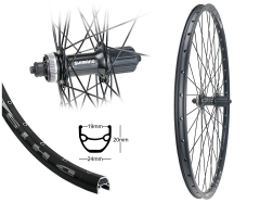 B�rwinkels 28 Zoll Hinterrad 19-622 DH19 schwarz Disk mit �sen 36L Shimano QC400 Centerlock Disc 8-11f Schnellspanner schwarz Speichen Nirosta 2mm schwarz