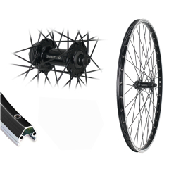 B�rwinkels 26 Zoll Vorderrad 19-559 CUT19 schwarz mit �sen 36L Shimano QC400 Centerlock Disc Schnellspanner schwarz Speichen Nirosta 2mm schwarz