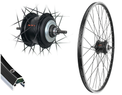 Aggro-X 28 Zoll Hinterrad 19-622 CU19 schwarz mit �sen 8 Gang Shimano Nexus Felgen-/Rollerbrake FL schwarz Speichen Nirosta 2mm schwarz