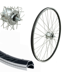 B�rwinkels 24 Zoll Vorderrad 19-507 DMS19 schwarz mit �sen 36L BDCP Nabendynamo Silber Mutter Speichen Nirosta 2mm Silber
