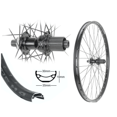 B�rwinkels 29 Zoll Hinterrad 30-622 DH30 Disc schwarz mit �sen 32L Shimano TC500 Steckachse 148/12 Centerlock Disc 8-11 Fach Speichen schwarz