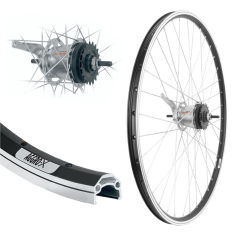 Aggro-X 26 Zoll Hinterrad 19-559 C19 schwarz f�r Felgenbremse 7 Gang Shimano Nexus R�cktritt Speichen Silber