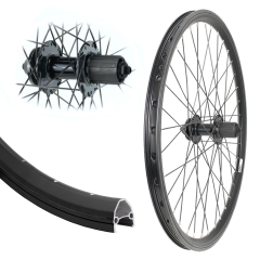 Aggro-X 26 Zoll Hinterrad 19-559 DFX BDCP 6 Loch Disc 8-11 Fach Kassette Schnellspanner Speichen schwarz