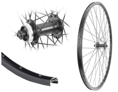 Aggro-X 28 Zoll Vorderrad 21-622 B21 36 Loch mit �sen Shimano M4050 Schnellspanner Centerlock Disc Speichen schwarz