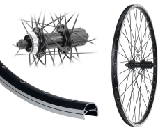 B�rwinkels 26 Zoll Hinterrad 19-559 CUT19 mit �sen f�r Felgenbremse Shimano QC400 Centerlock Disc 8-11 Fach Schnellspanner Speichen schwarz