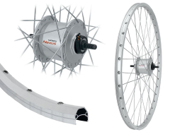 B�rwinkels 24 Zoll Vorderrad 19-507 DMS19 mit �sen f�r Felgenbremse Shimano Nabendynamo DHC30003 6V/3W Mutter Speichen Silber